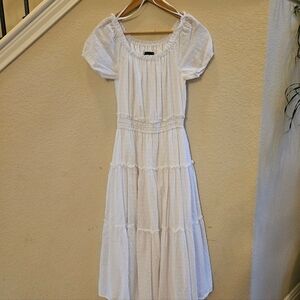 TOMMY HILFLGER Women's White Cotton Peasant Midi Dress Size 2